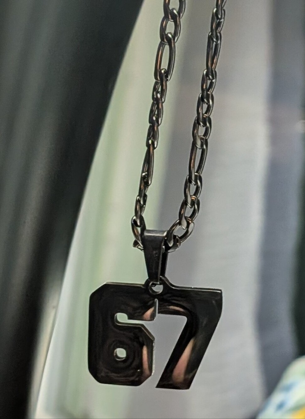 Black Geometric Number Pendant Necklace